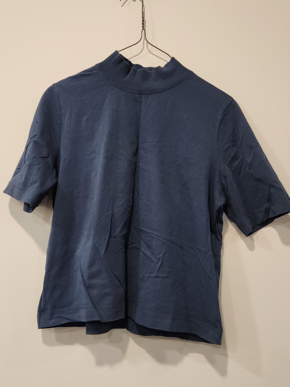 Zara Blue Short Sleeve Mock Neck Tee